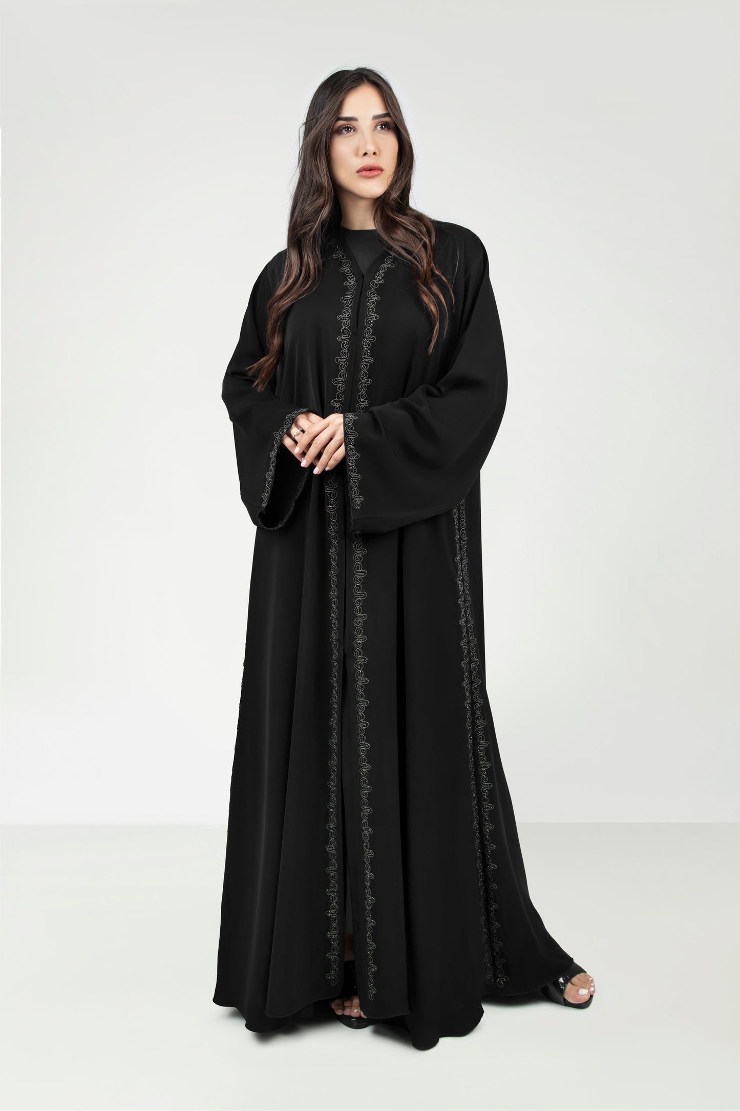 Embroidered Abaya Black With Crystals