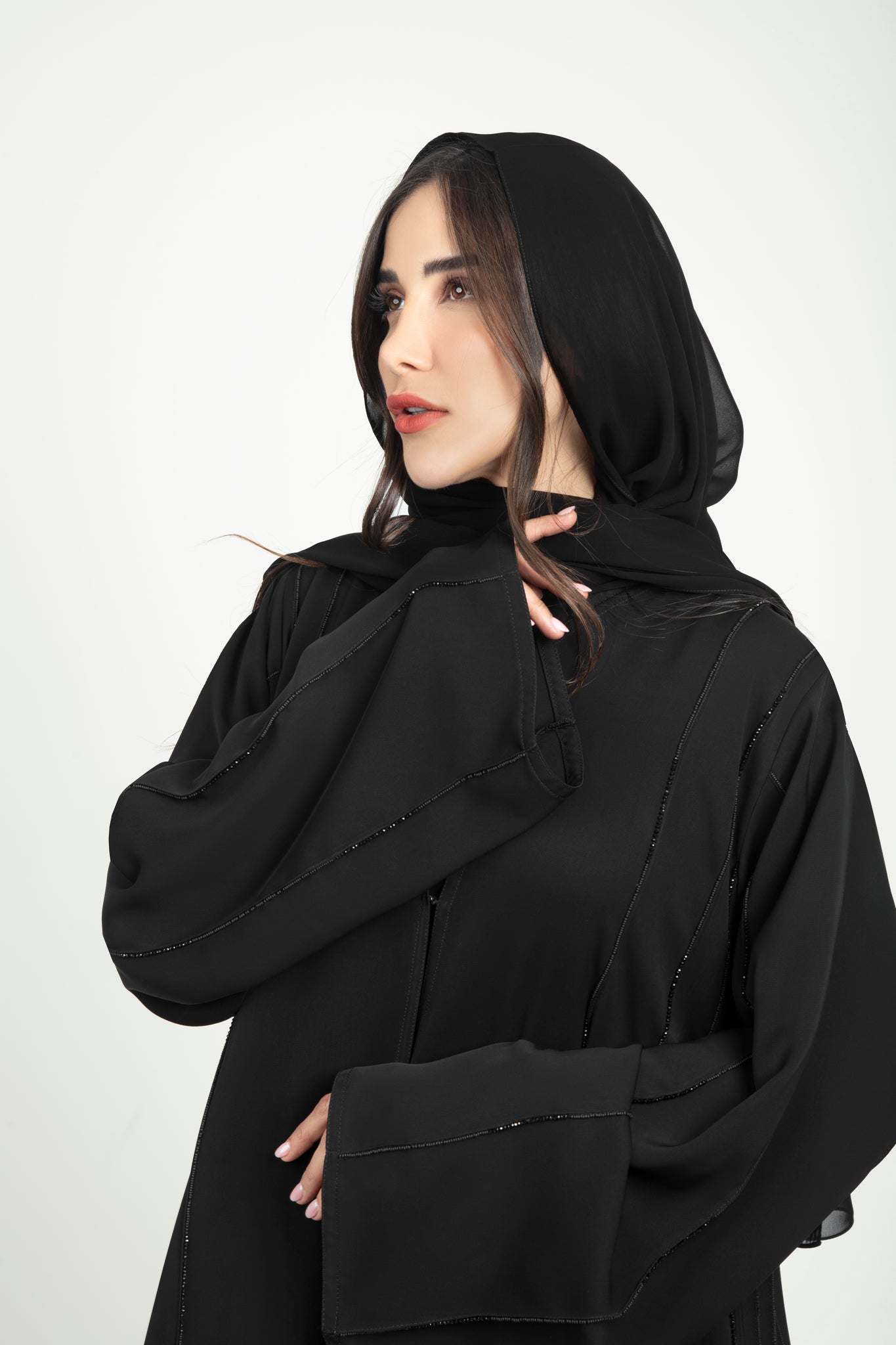 Beaded Black Modest Abaya
