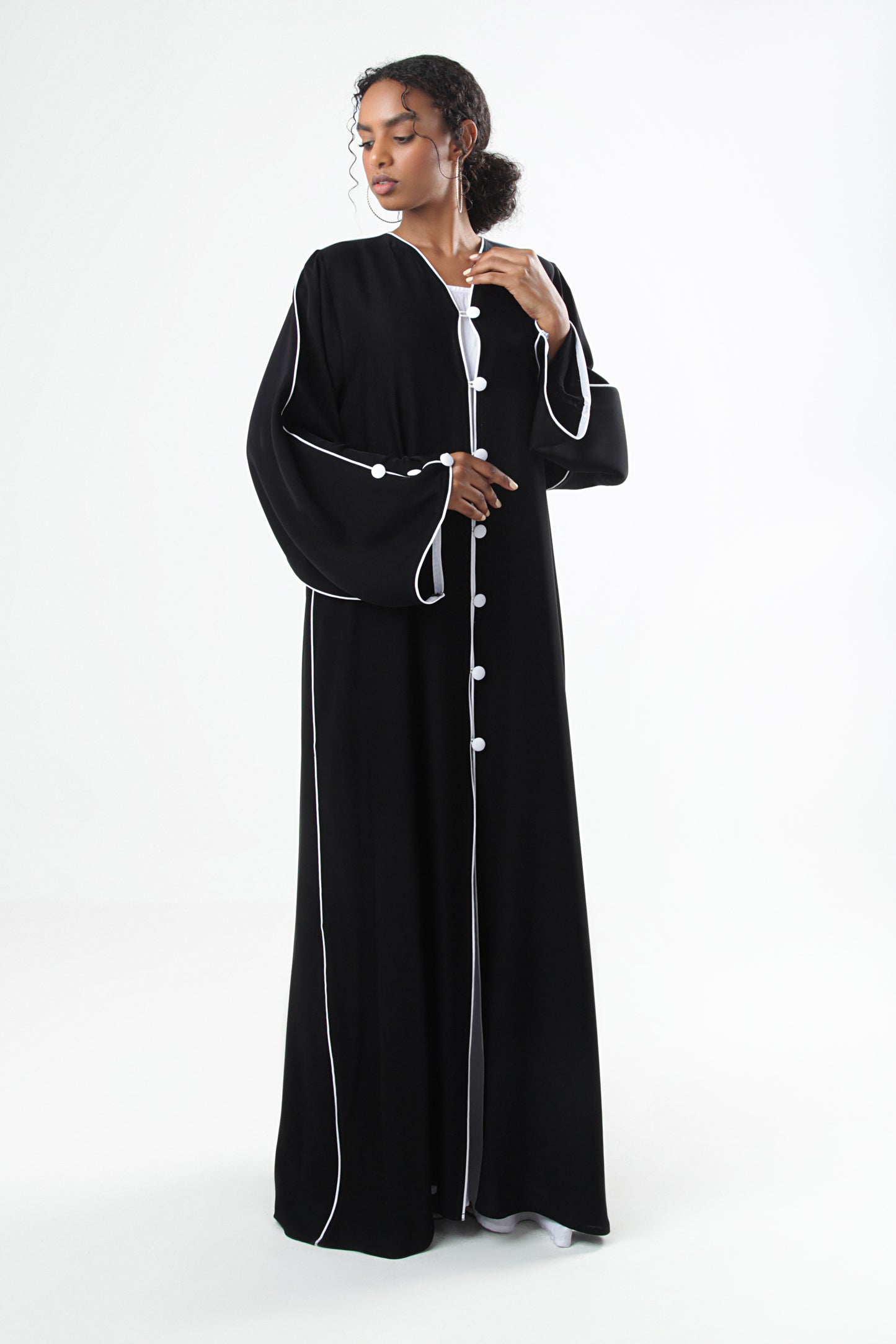 Black Abaya Design With Buttons