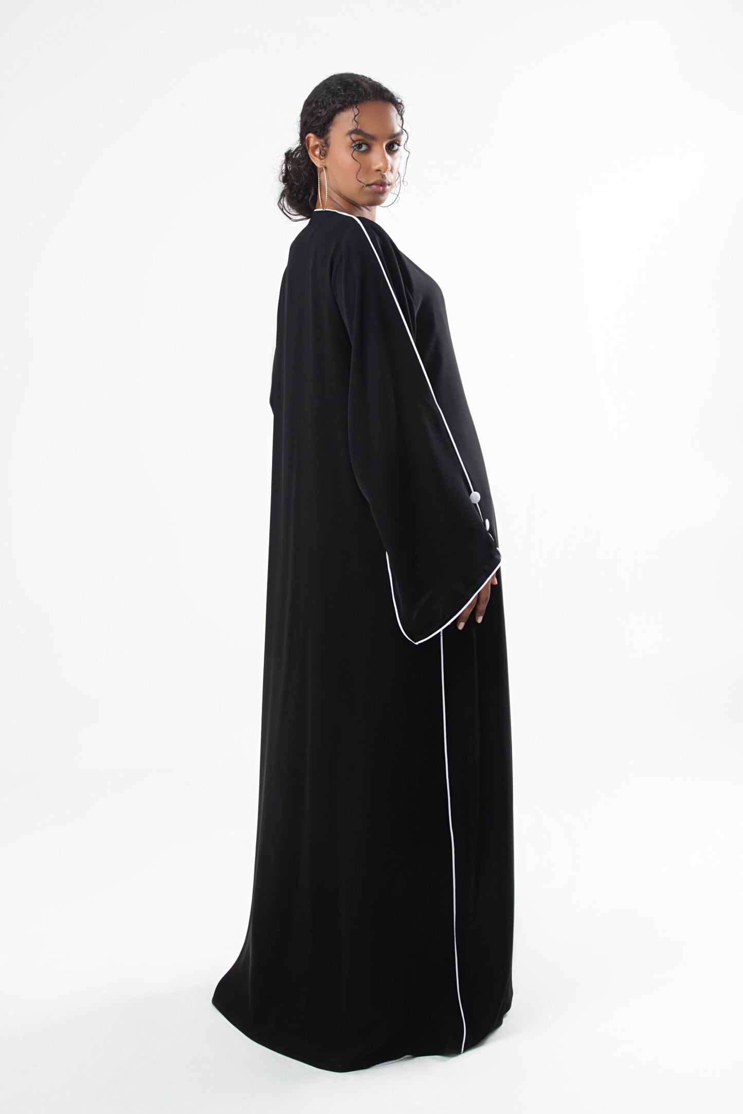 Black Abaya Design With Buttons