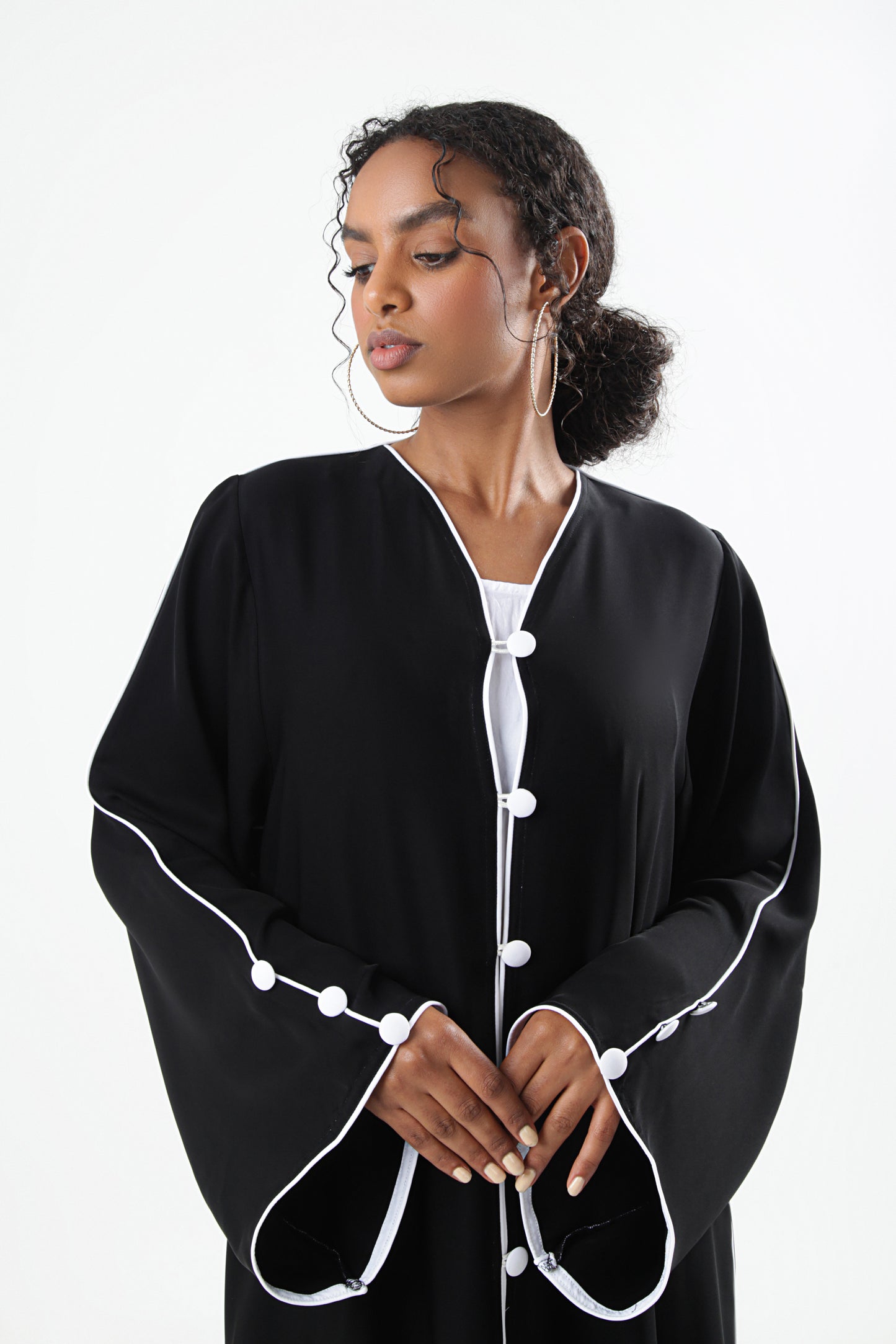 Black Abaya Design With Buttons