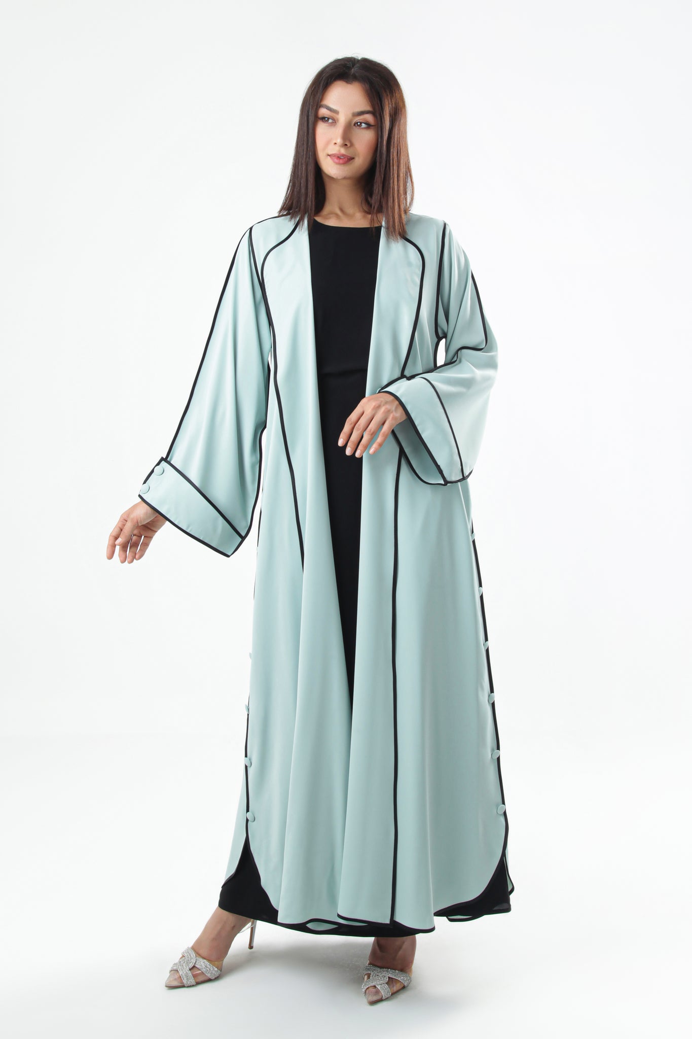 Pastel Green Design Abaya