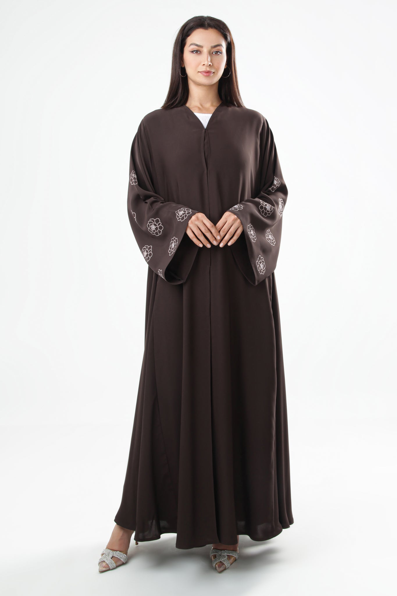Pearl Design Brown Abaya