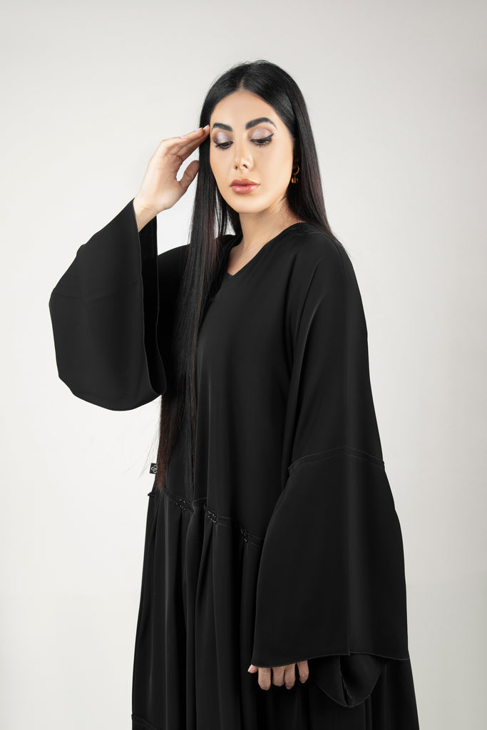 Buy Online Abaya Khaleeji Style In Black | Online Abayas Dubai