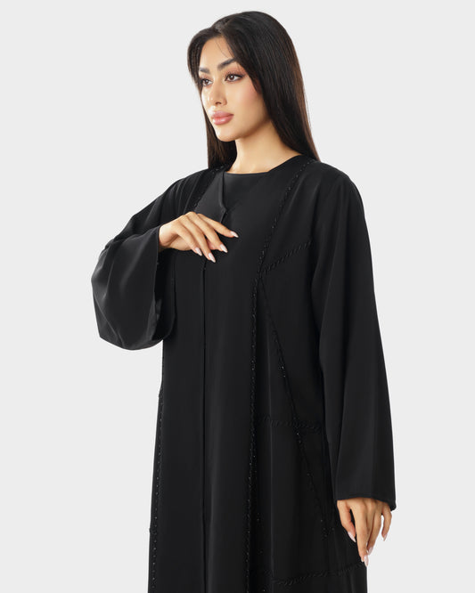 Bead Design Black Abaya